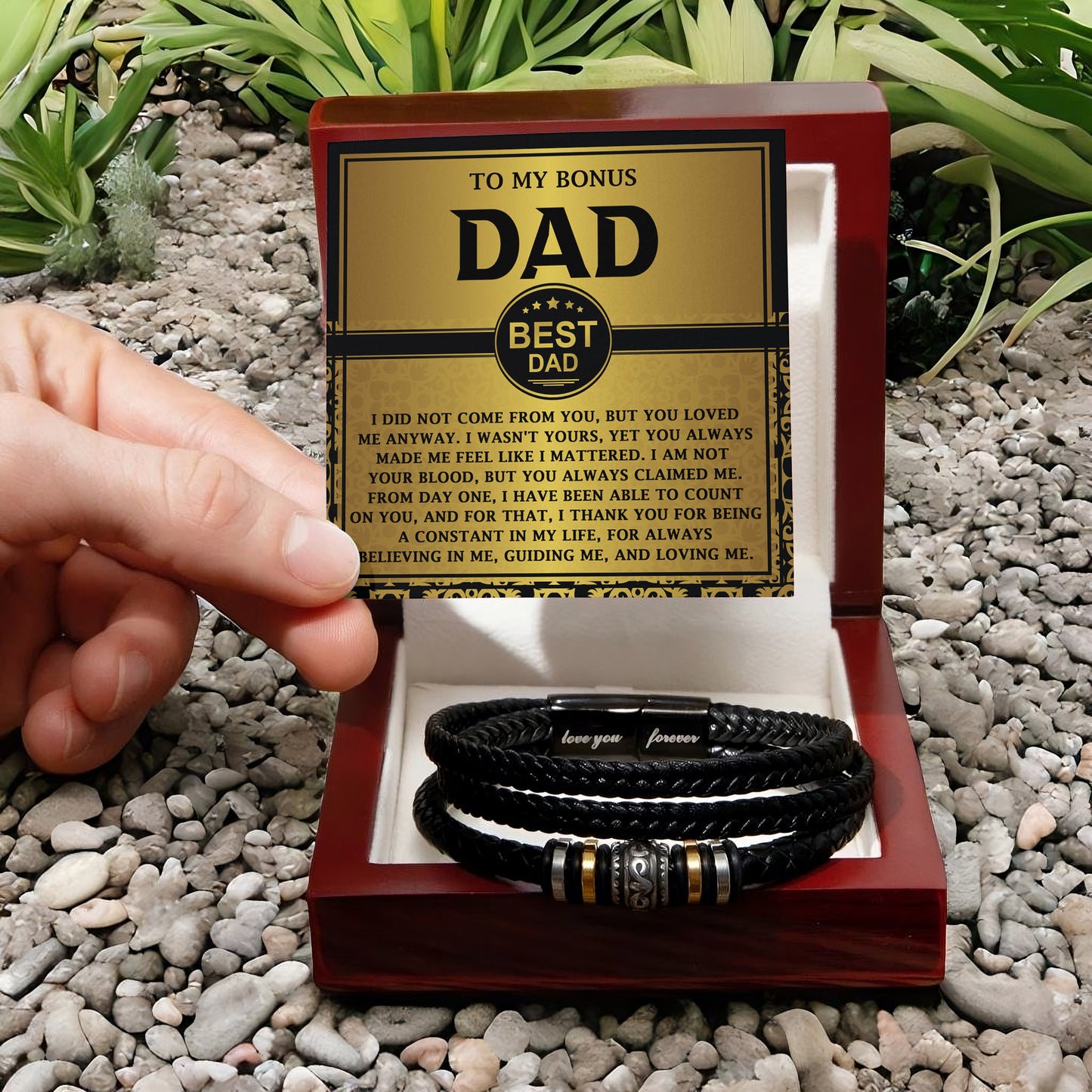 To My Bonus Dad, Thank You For Loving Me, Love You Forever Bracelet