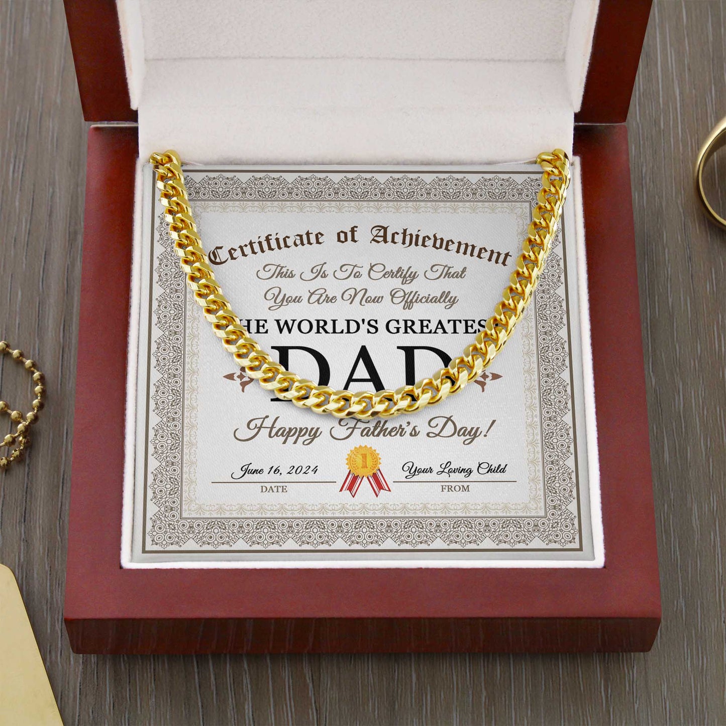To My Dad, The Worlds Greatest Dad, Happy Fathers Day, Cuban Link Chain Message Card