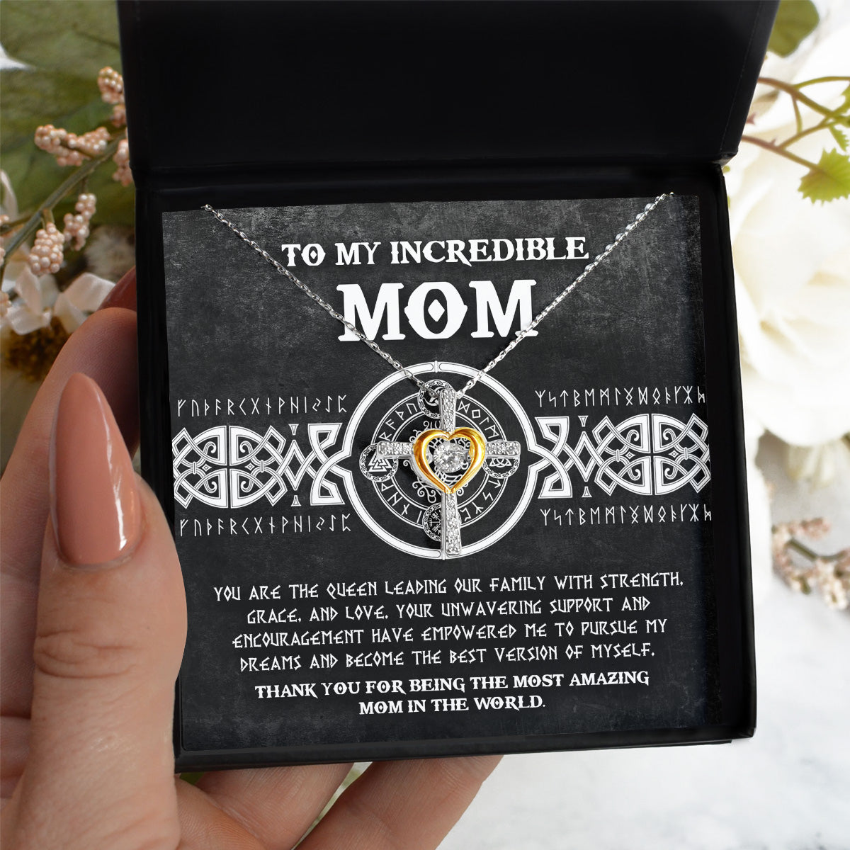 To My Incredible Mom - You Are The Queen - Cross Dancing Necklace