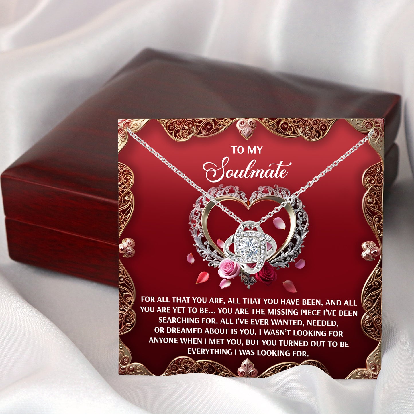 To My Soulmate, You Are The Missing Piece Ive Been Searching For, Love Knot Necklace, Valentines Gift For Her