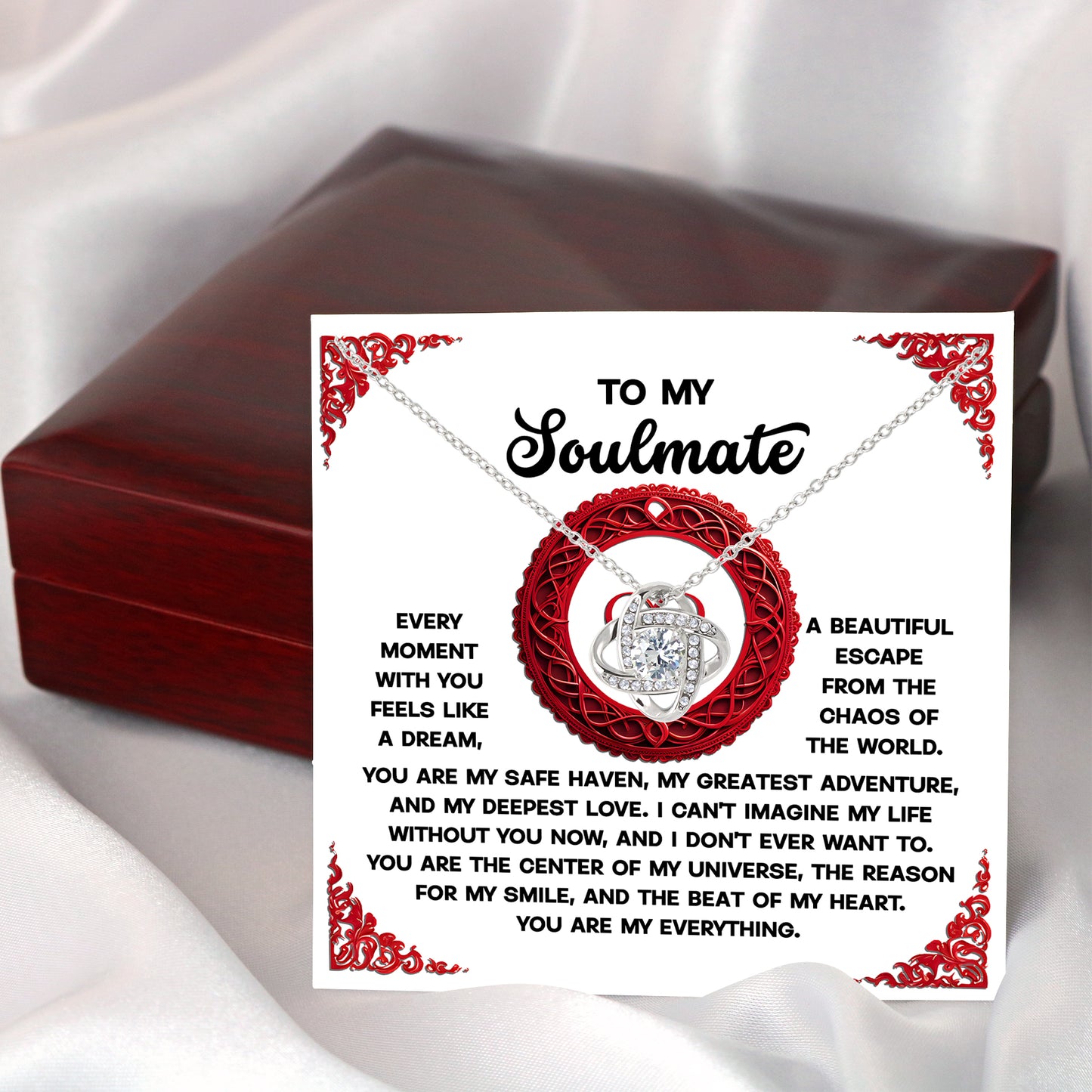 To My Soulmate, I Cant Imagine My Life Without You, Love Knot Necklace, Valentines Gift For Her