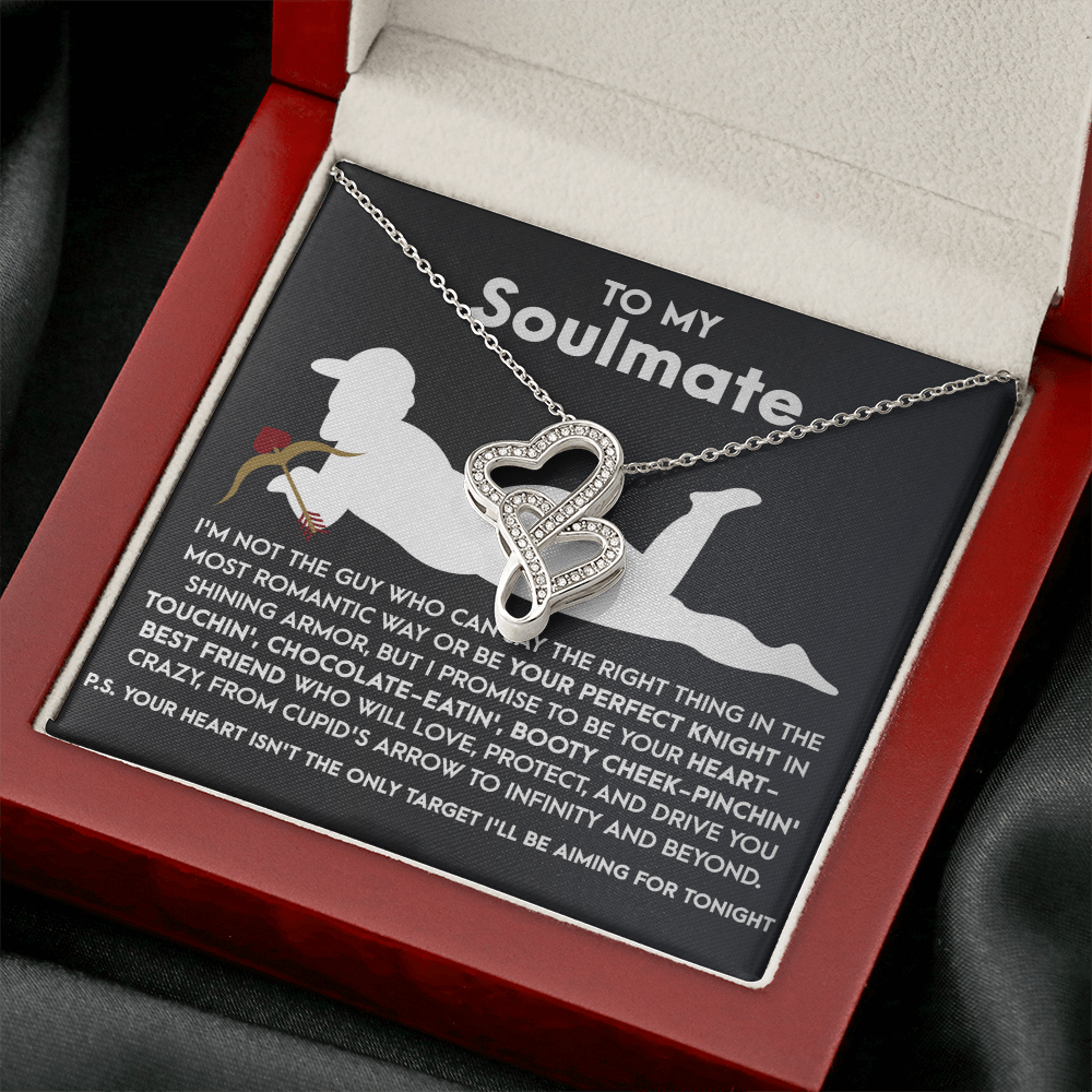 To My Soulmate, Valentines Double Heart Necklace, Valentines Funny Gift For Her!