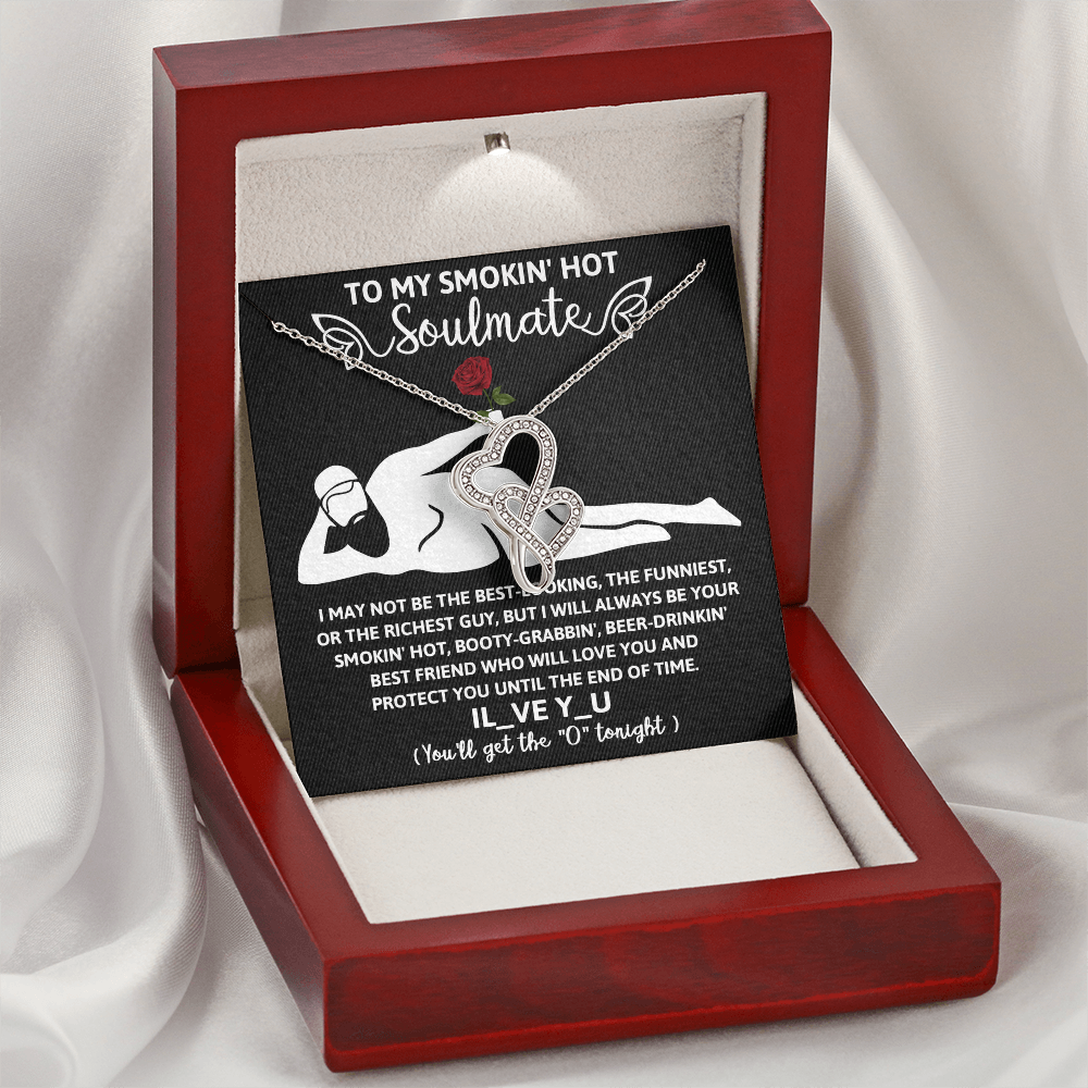 To My Smokin' Hot Soulmate, Valentines Double Heart Necklace, Valentines Funny Gift For Her!