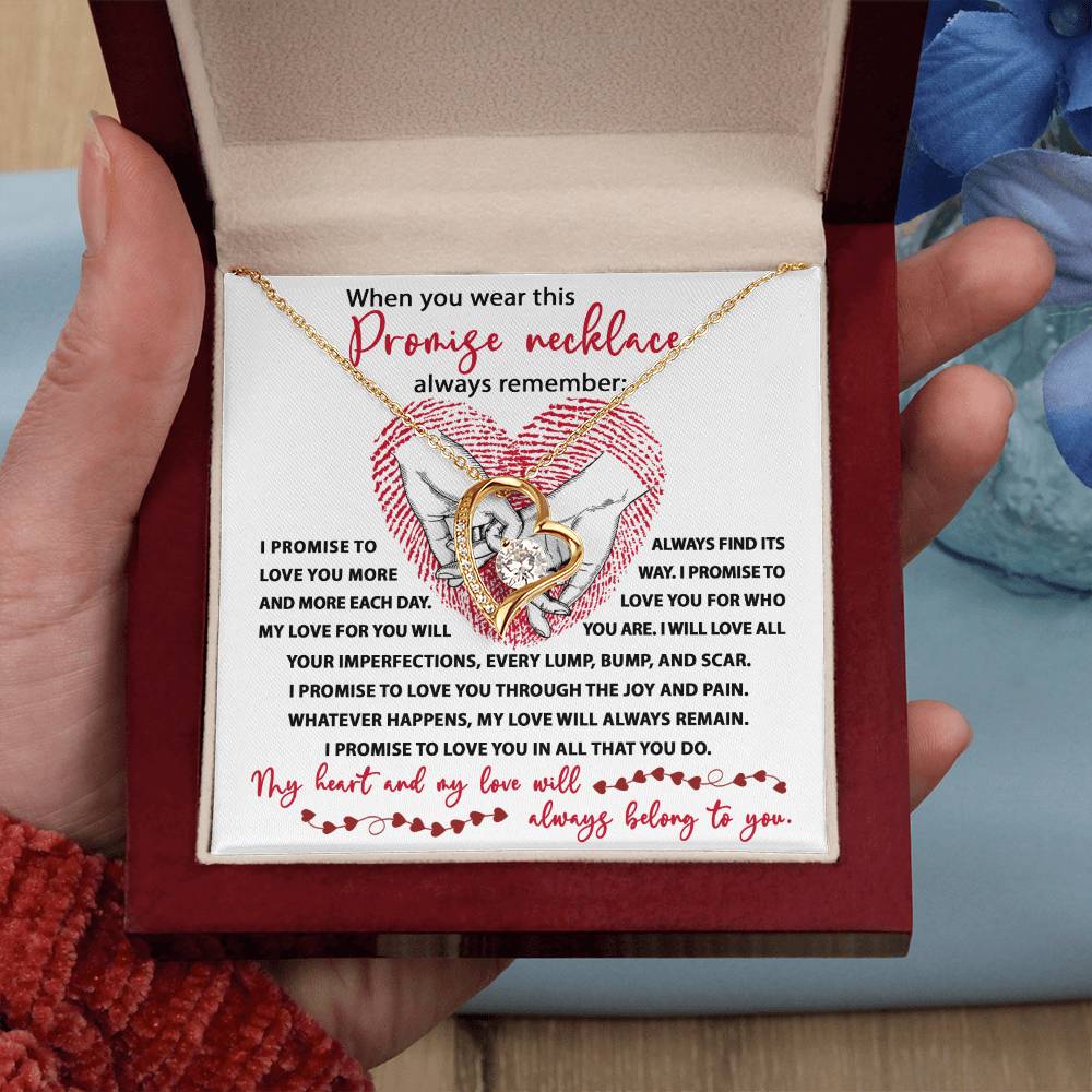 Promise Necklace, My Heart And My Love Will Always Belong To You, Forever Love Heart Necklace Message Card