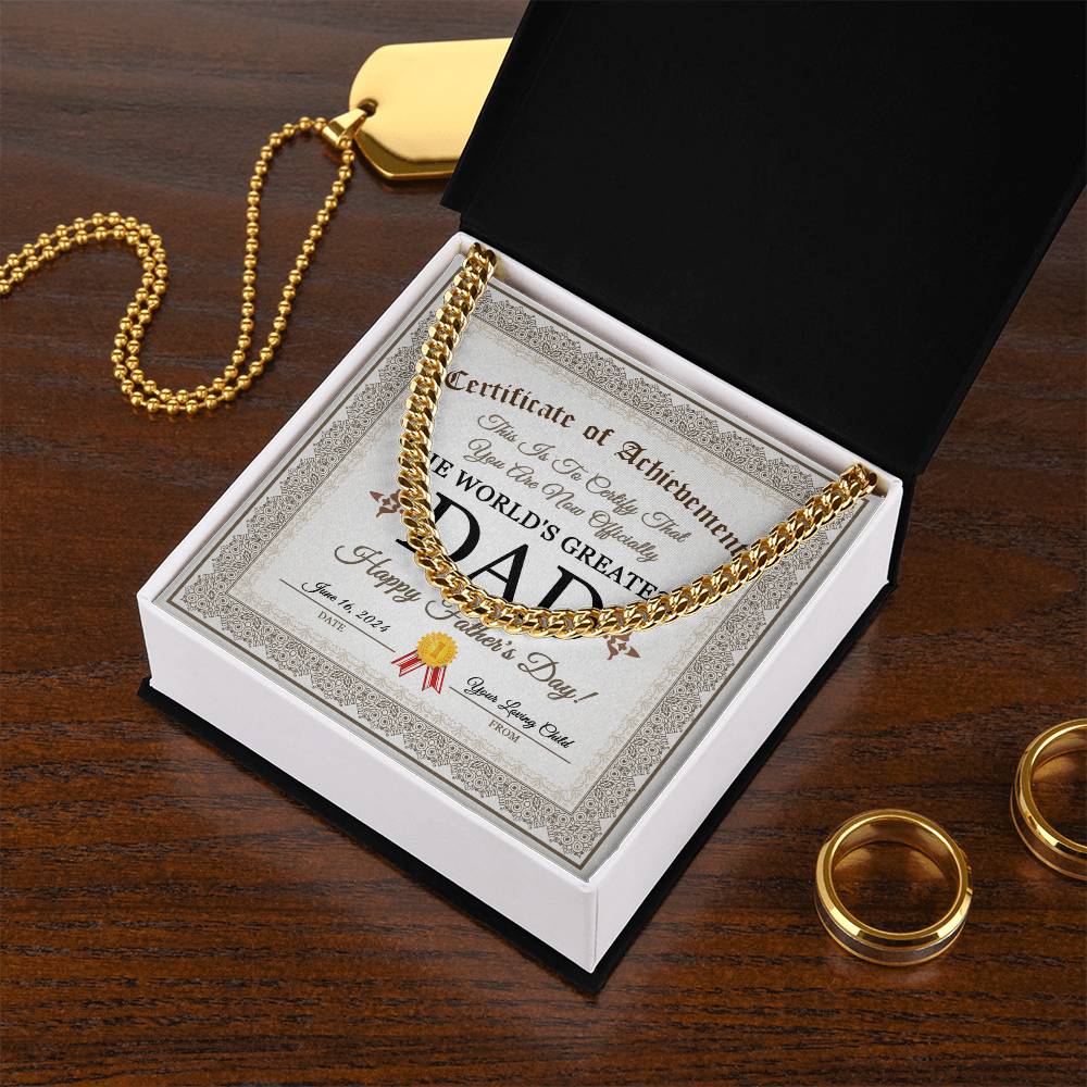 To My Dad, The Worlds Greatest Dad, Happy Fathers Day, Cuban Link Chain Message Card