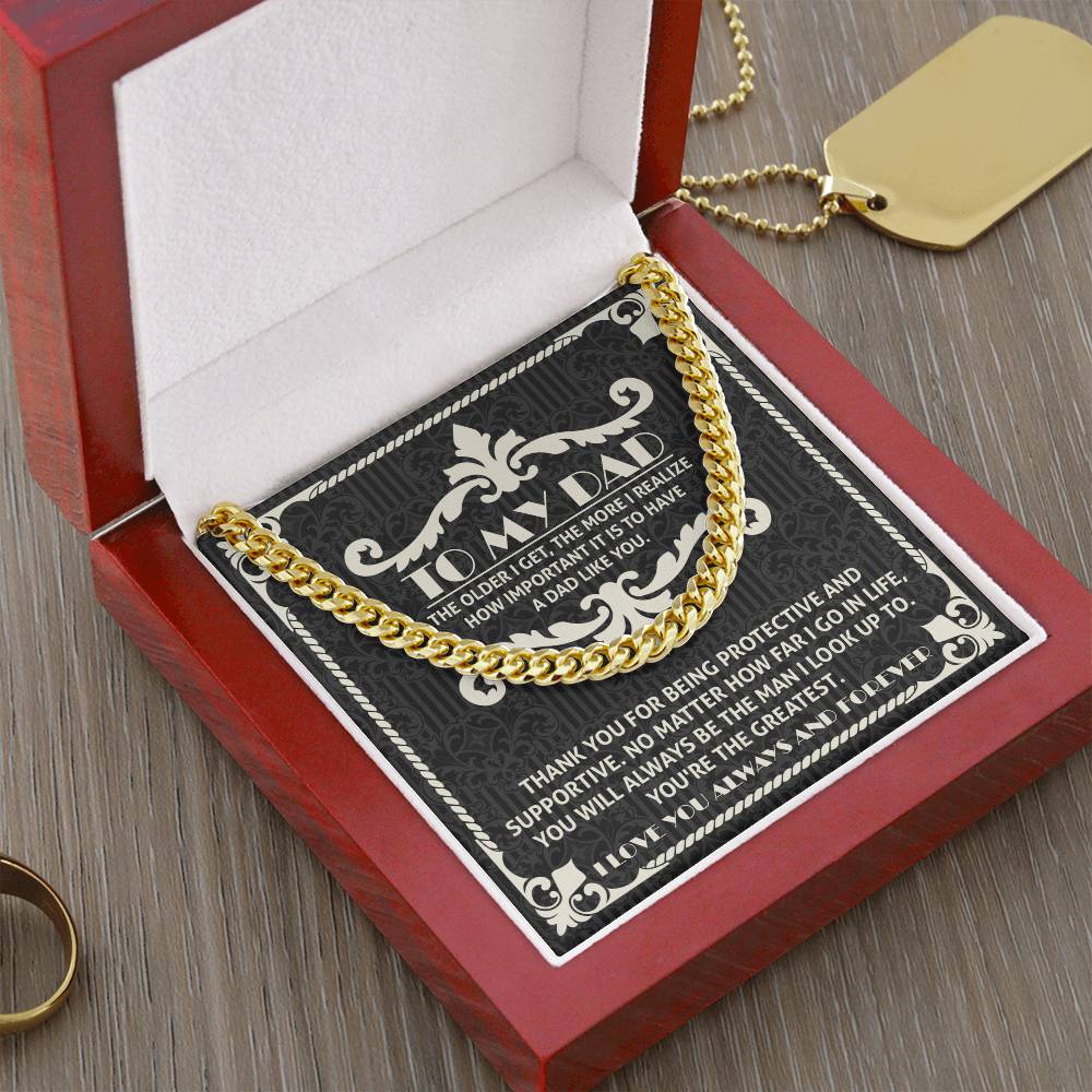 To My Dad, You Will Always Be The Man I Look Up To, Cuban Link Chain Message Card