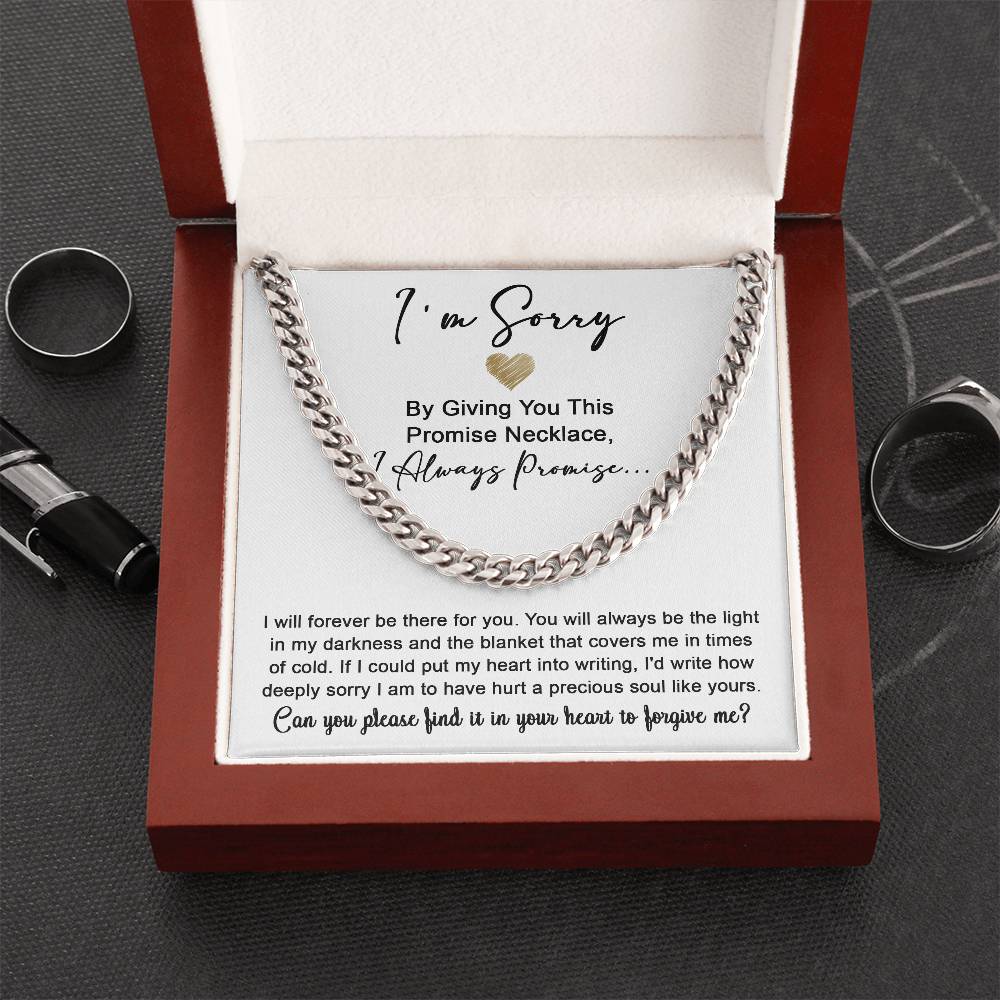 Gift For Him, Sorry, Please Forgive Me, Cuban Link Chain Necklace