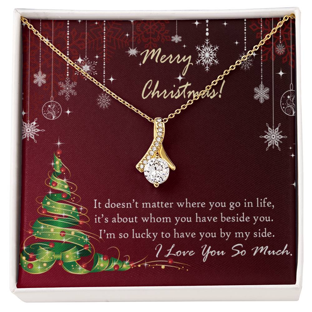 Christmas Message Card Jewelry, I Am So Lucky To Have You By My Side, Alluring Beauty Necklace Message Card