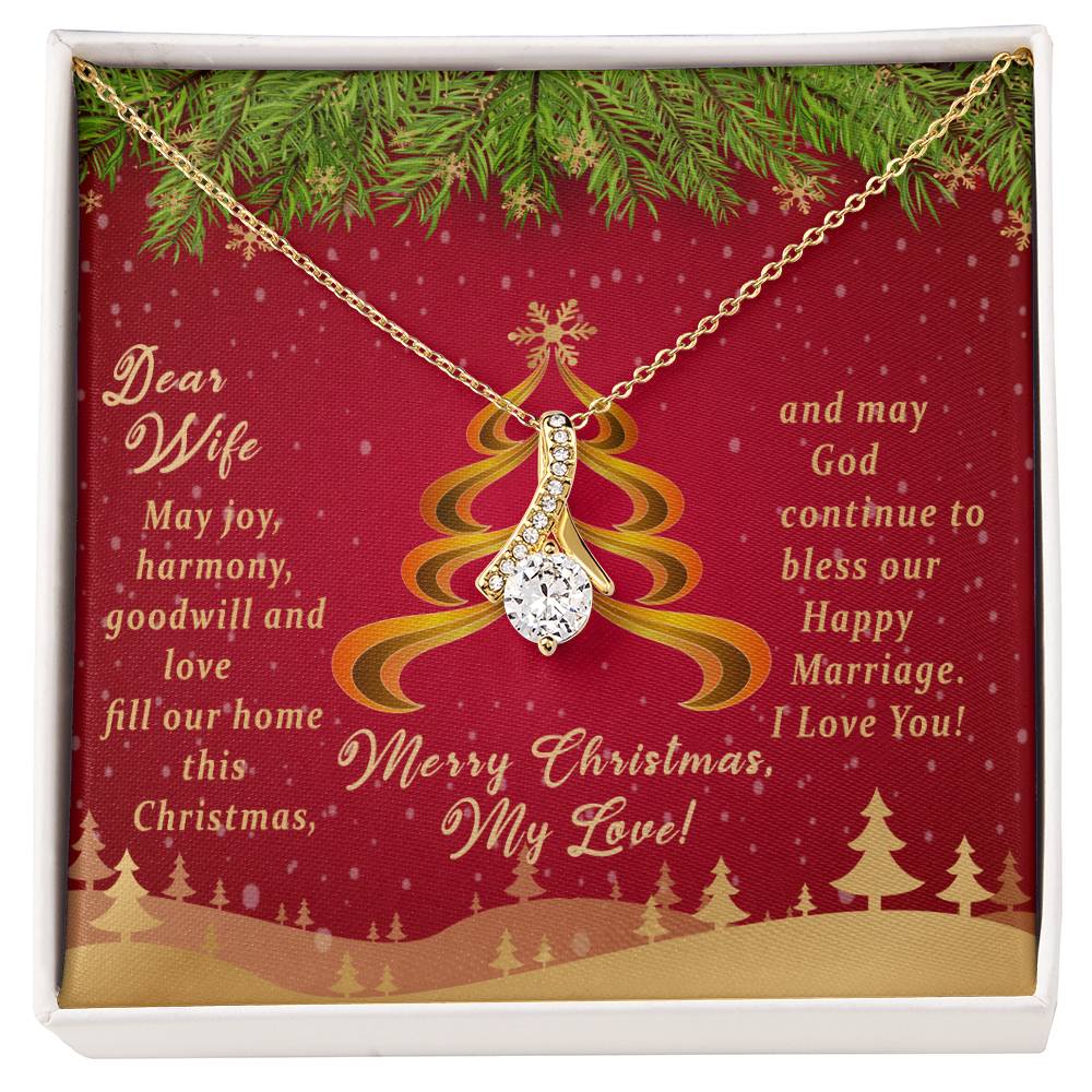 Christmas Message Card Jewelry, May God Continue To Bless Our Happy Marriage, Alluring Beauty Necklace Message Card