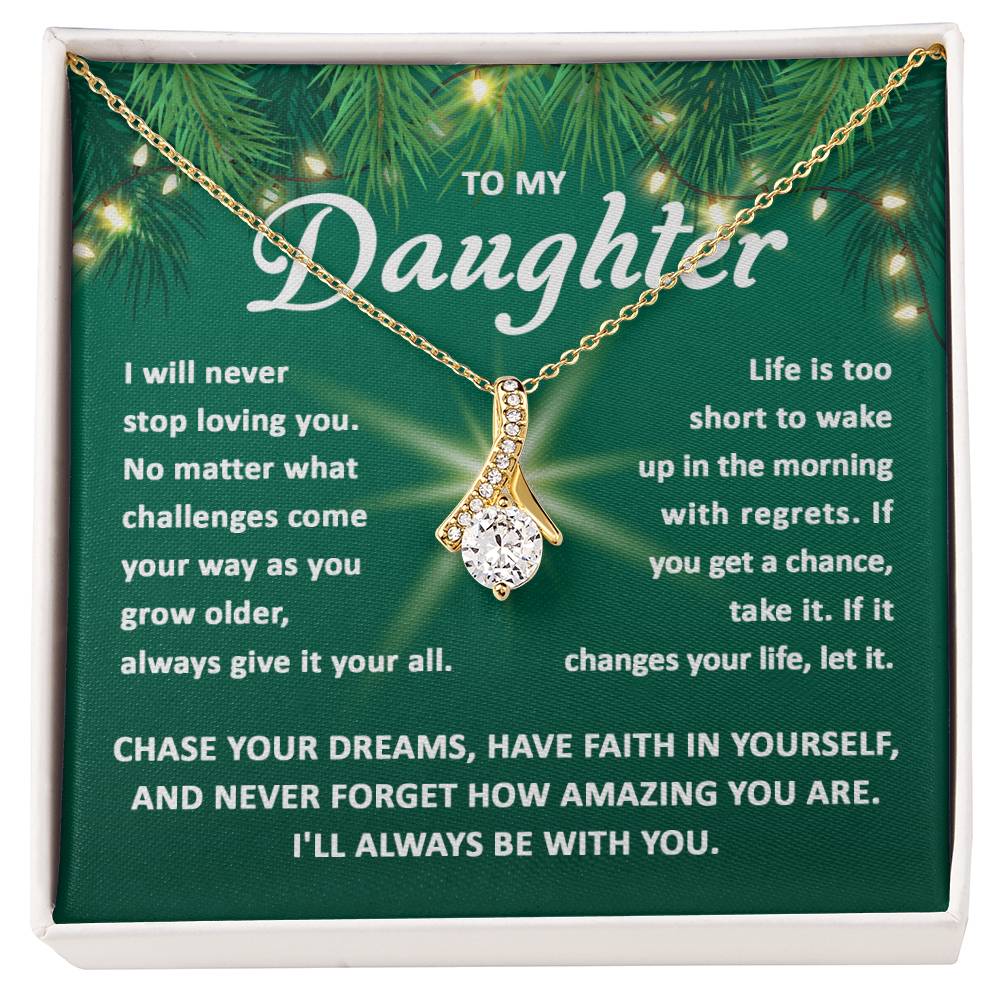 Christmas Gift For Daughter, Gift For Daughter From Mom Dad, Chase Your Dreams, Alluring Beauty Necklace Message Card