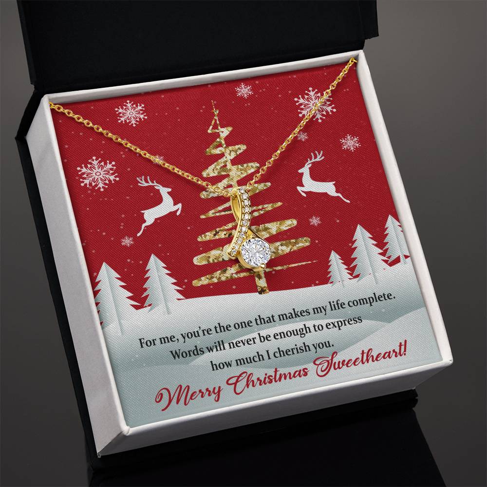 Christmas Message Card Jewelry, You Make My Life Complete, Alluring Beauty Necklace Message Card