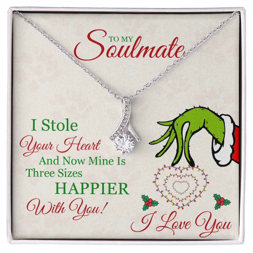 To My Soulmate, Grinch Necklace For Wife, I Stole Your Heart, Alluring Beauty Necklace Message Card