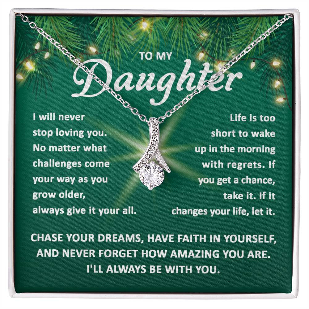Christmas Gift For Daughter, Gift For Daughter From Mom Dad, Chase Your Dreams, Alluring Beauty Necklace Message Card