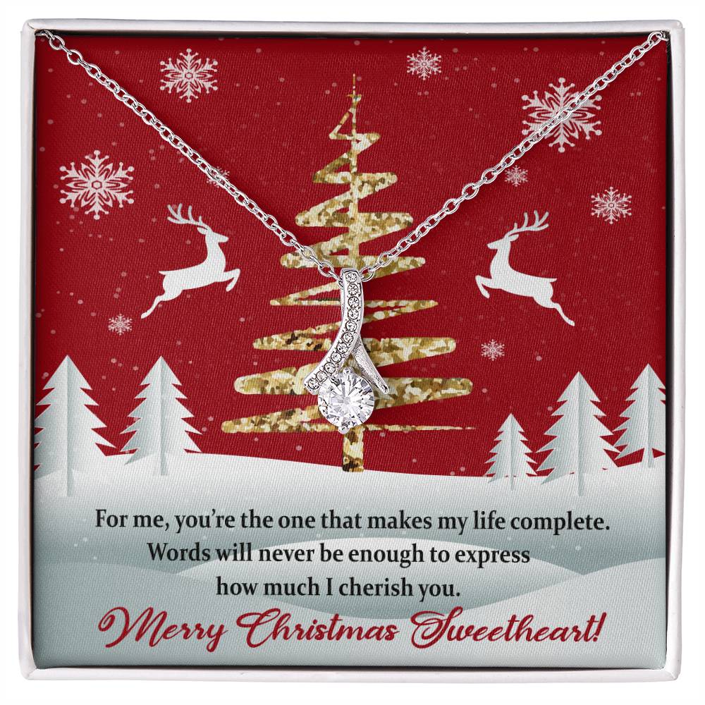 Christmas Message Card Jewelry, You Make My Life Complete, Alluring Beauty Necklace Message Card