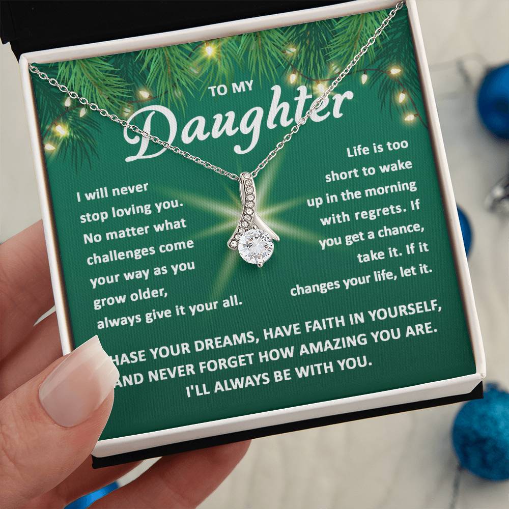 Christmas Gift For Daughter, Gift For Daughter From Mom Dad, Chase Your Dreams, Alluring Beauty Necklace Message Card