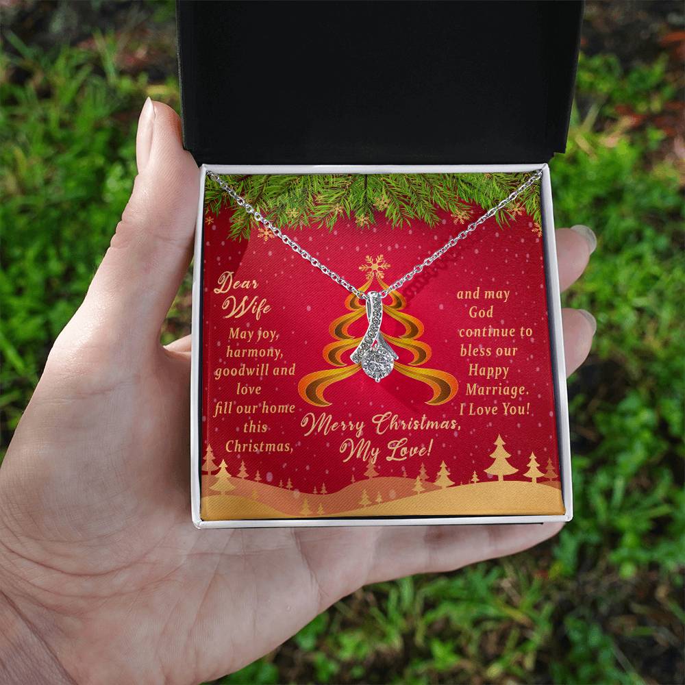 Christmas Message Card Jewelry, May God Continue To Bless Our Happy Marriage, Alluring Beauty Necklace Message Card
