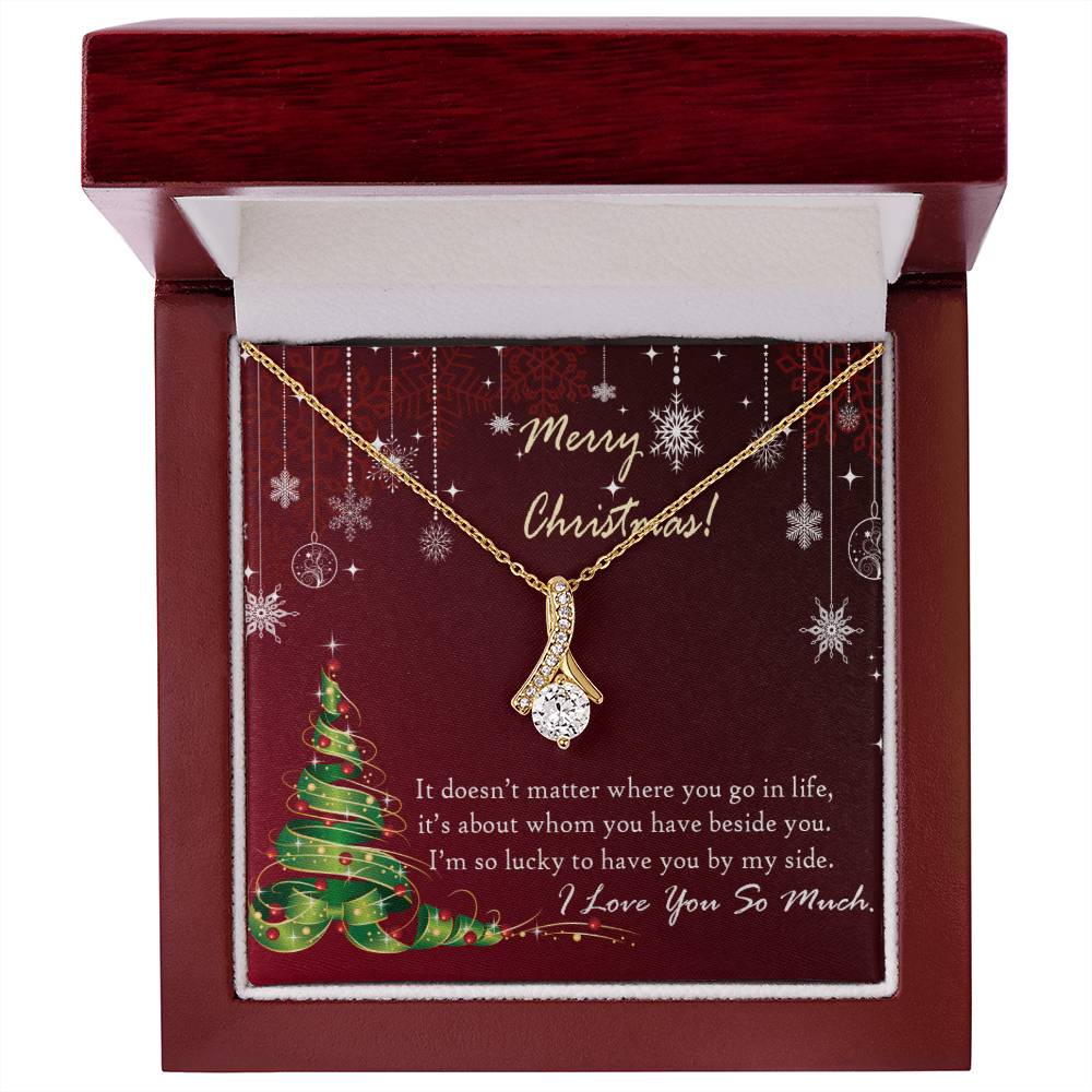 Christmas Message Card Jewelry, I Am So Lucky To Have You By My Side, Alluring Beauty Necklace Message Card