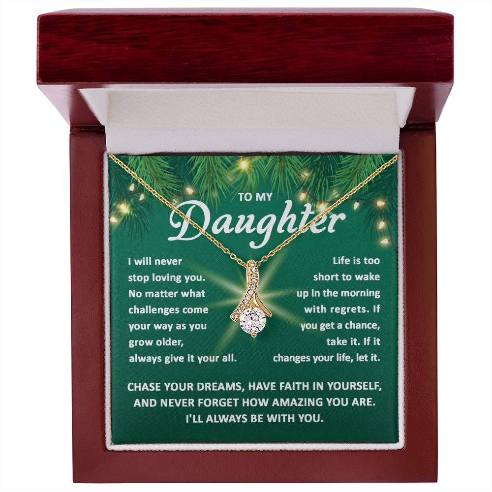 Christmas Gift For Daughter, Gift For Daughter From Mom Dad, Chase Your Dreams, Alluring Beauty Necklace Message Card