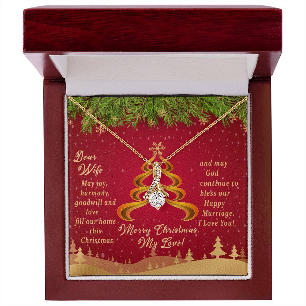 Christmas Message Card Jewelry, May God Continue To Bless Our Happy Marriage, Alluring Beauty Necklace Message Card