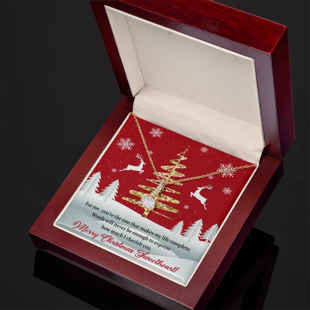 Christmas Message Card Jewelry, You Make My Life Complete, Alluring Beauty Necklace Message Card