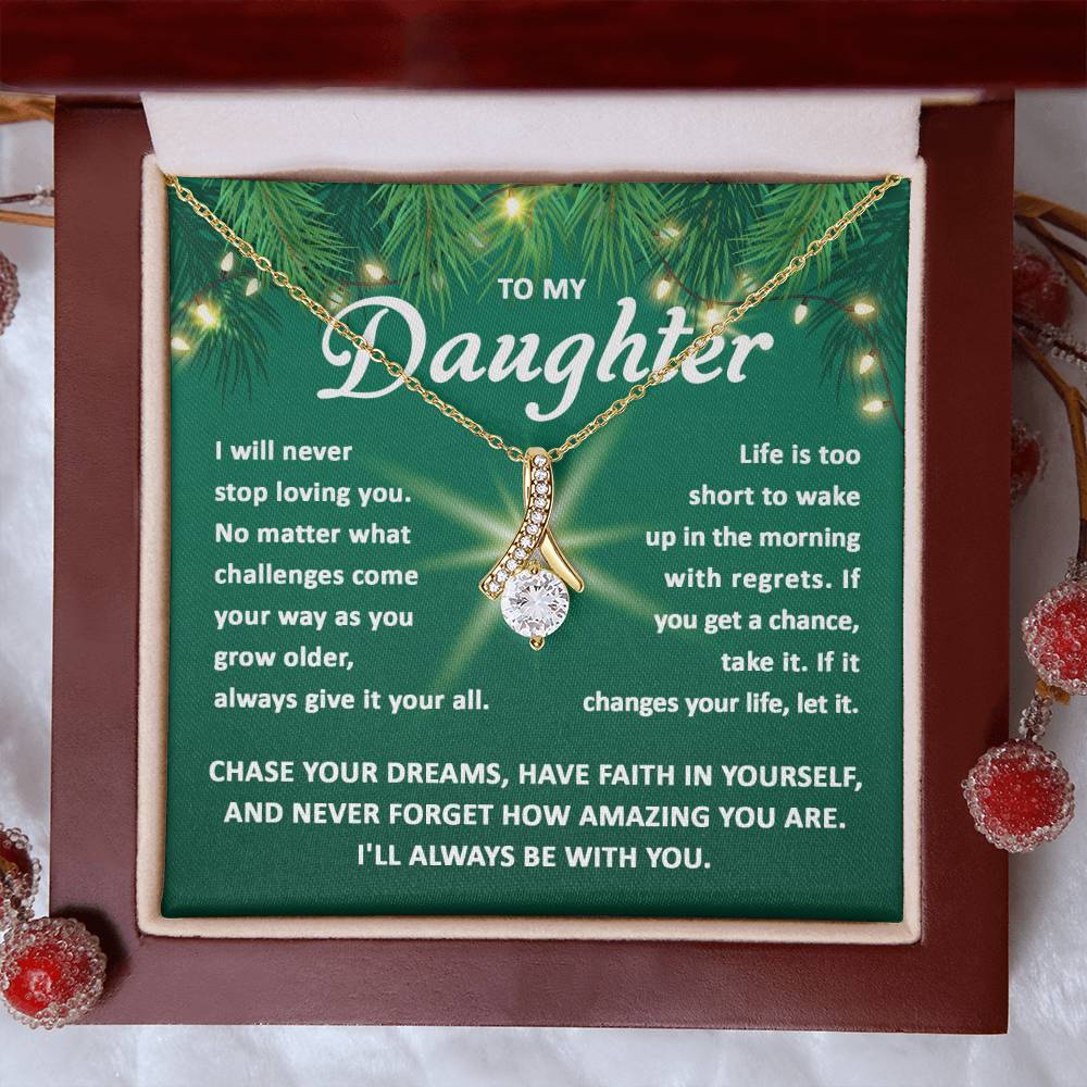 Christmas Gift For Daughter, Gift For Daughter From Mom Dad, Chase Your Dreams, Alluring Beauty Necklace Message Card