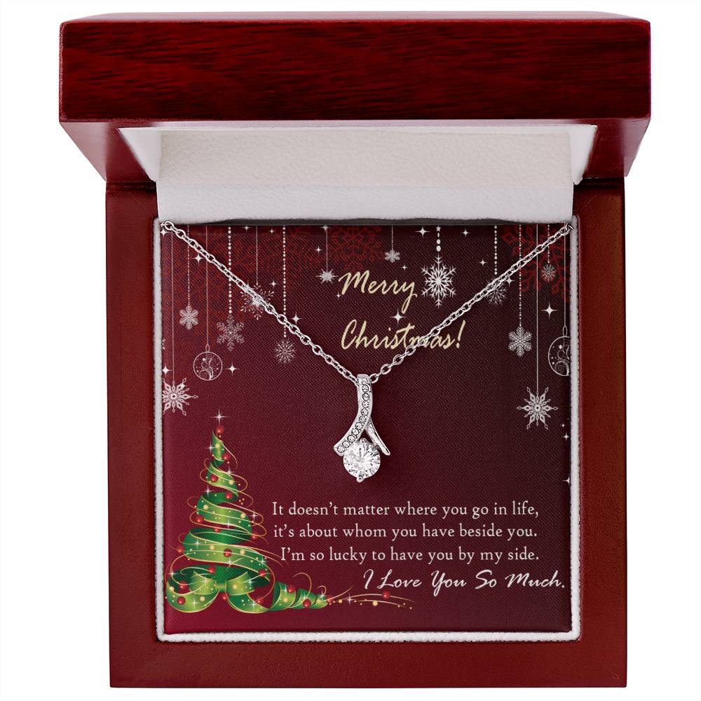 Christmas Message Card Jewelry, I Am So Lucky To Have You By My Side, Alluring Beauty Necklace Message Card