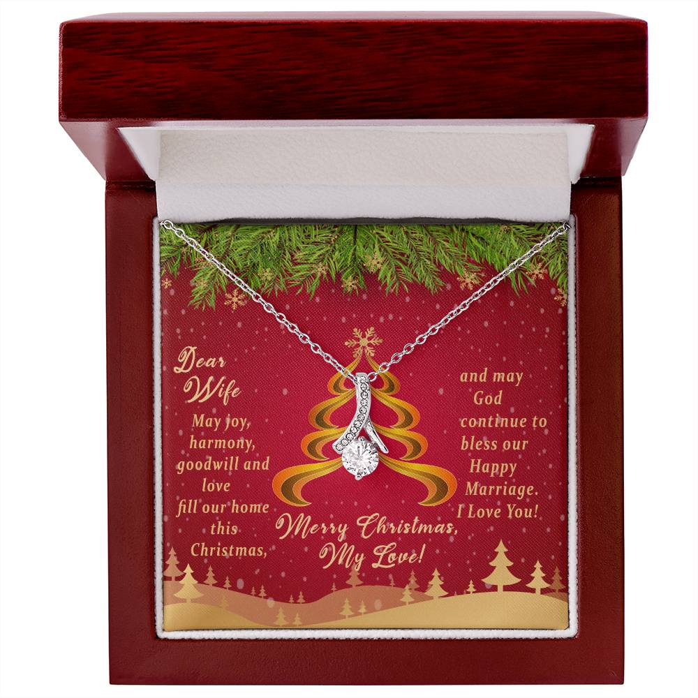 Christmas Message Card Jewelry, May God Continue To Bless Our Happy Marriage, Alluring Beauty Necklace Message Card
