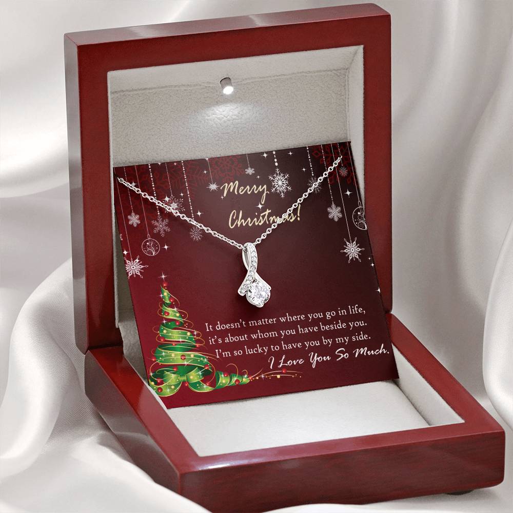 Christmas Message Card Jewelry, I Am So Lucky To Have You By My Side, Alluring Beauty Necklace Message Card