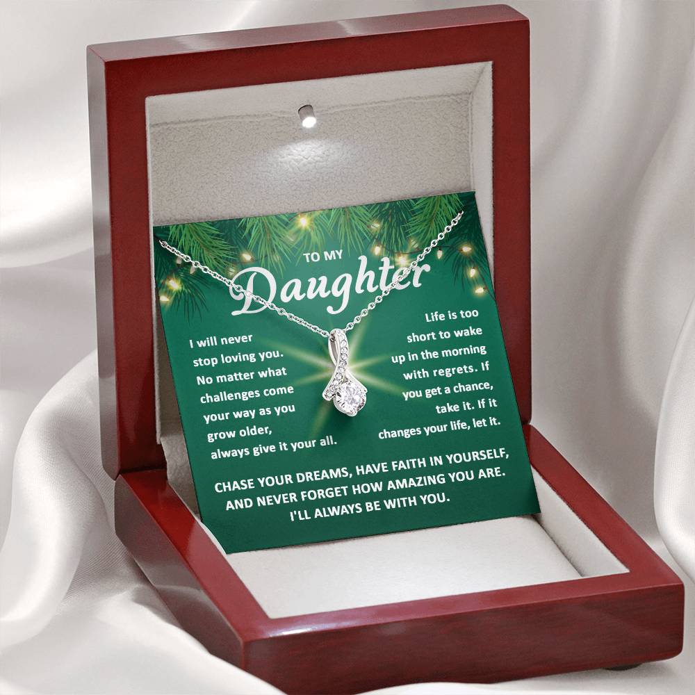 Christmas Gift For Daughter, Gift For Daughter From Mom Dad, Chase Your Dreams, Alluring Beauty Necklace Message Card
