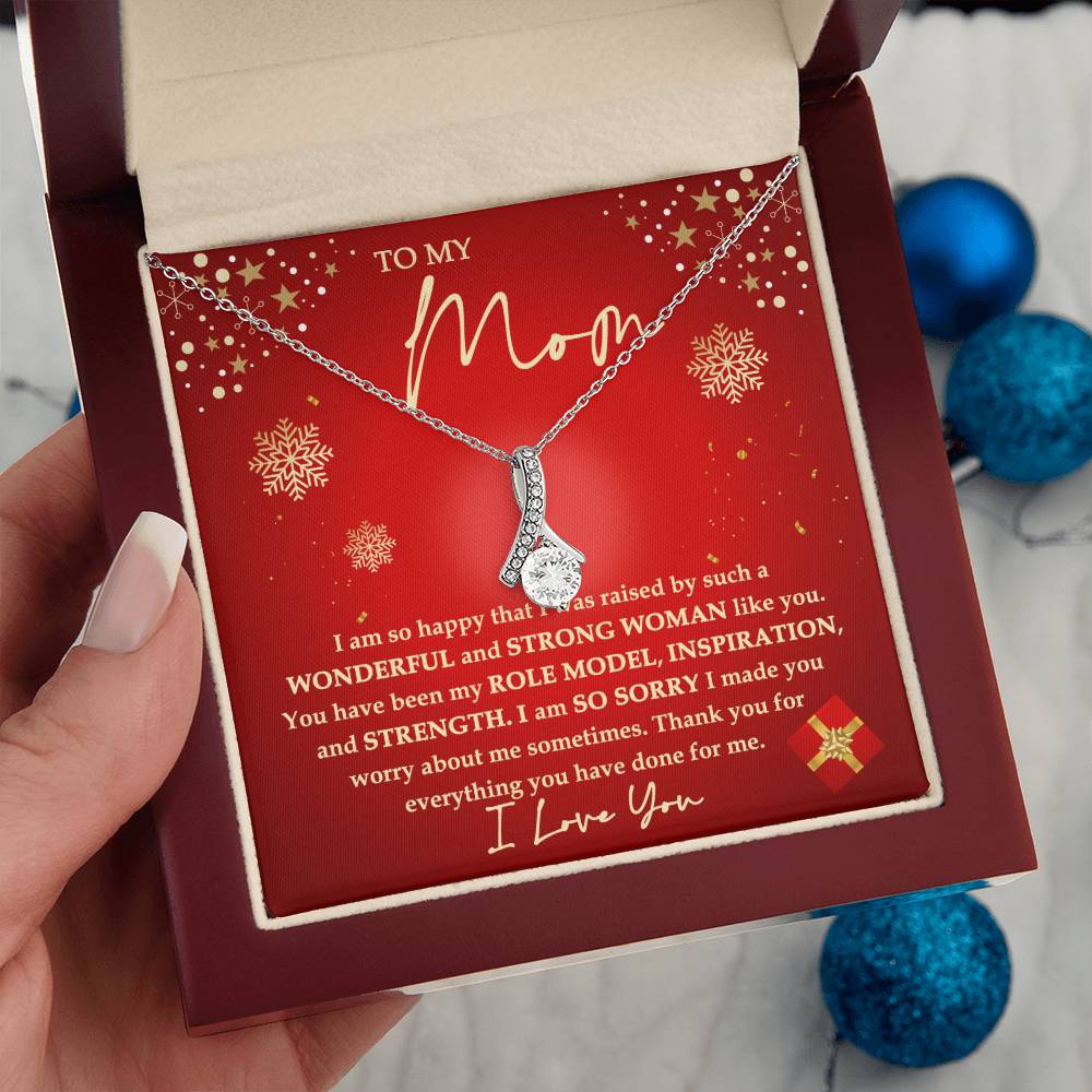 Christmas Gift For Mom, Strong Woman, Alluring Beauty Necklace Message Card