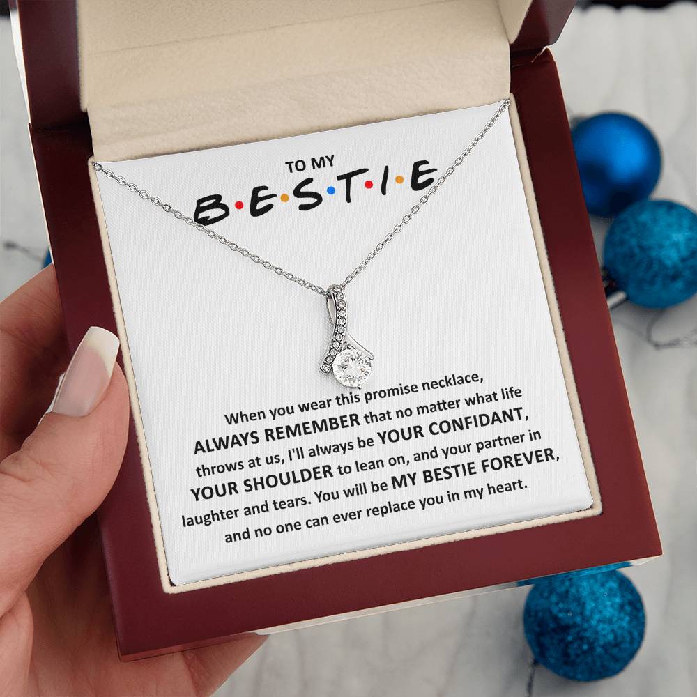 To My Bestie Gift, Bestie Christmas Gift, No One Can Replace You, Alluring Beauty Necklace Message Card