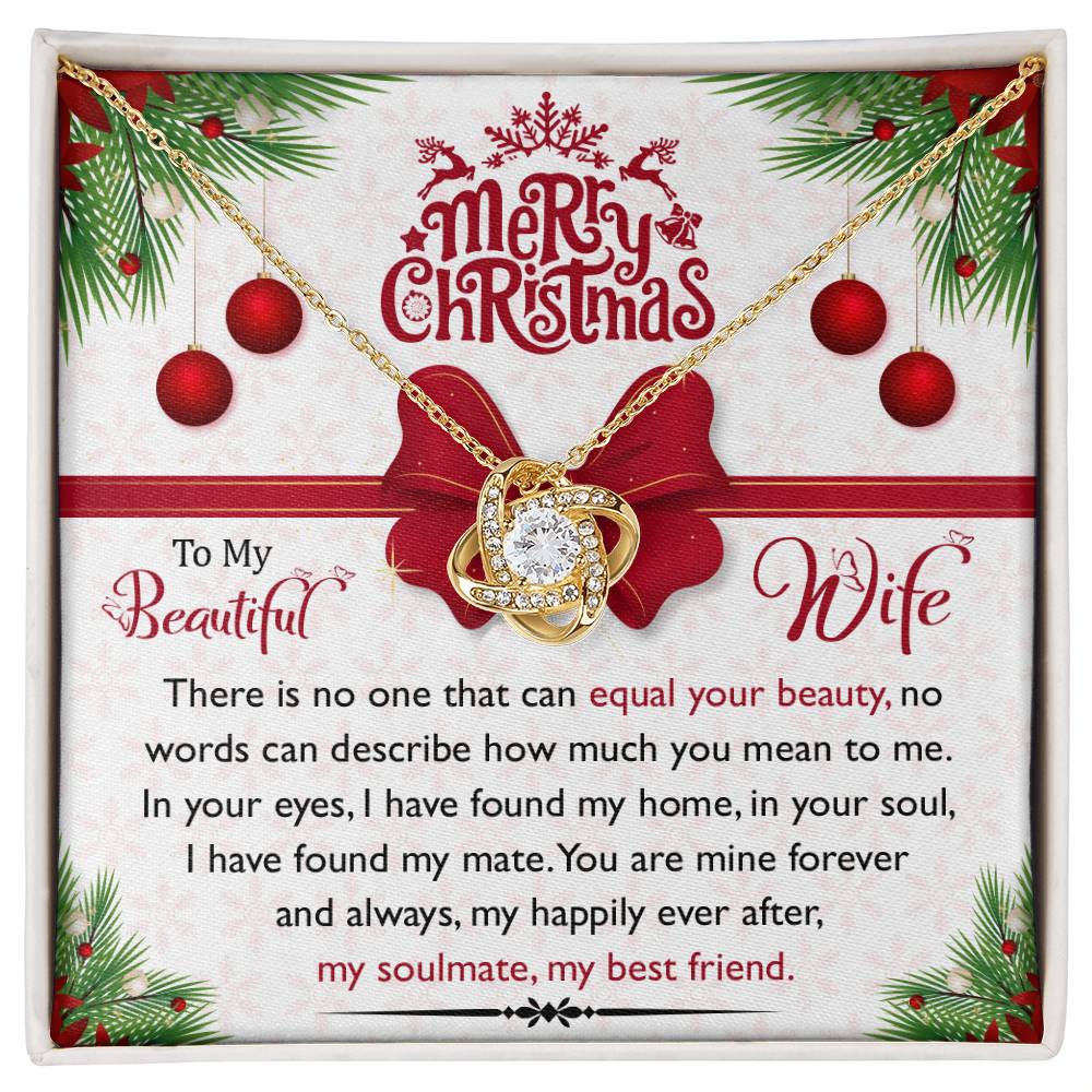 To My Beautiful Wife, No Words Can Describe How Much You Mean To Me, Love Knot Necklace Message Card