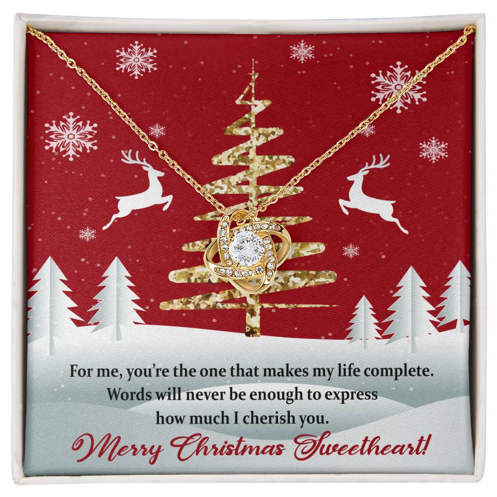 Christmas Message Card Jewelry, You Make My Life Complete, Love Knot Necklace Message Card
