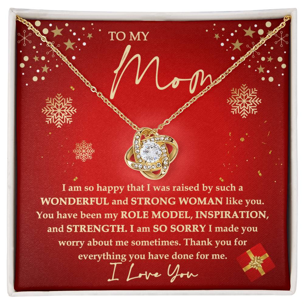 To My Mom, Christmas Gift For Mom, Strong Woman, Love Knot Necklace Message Card