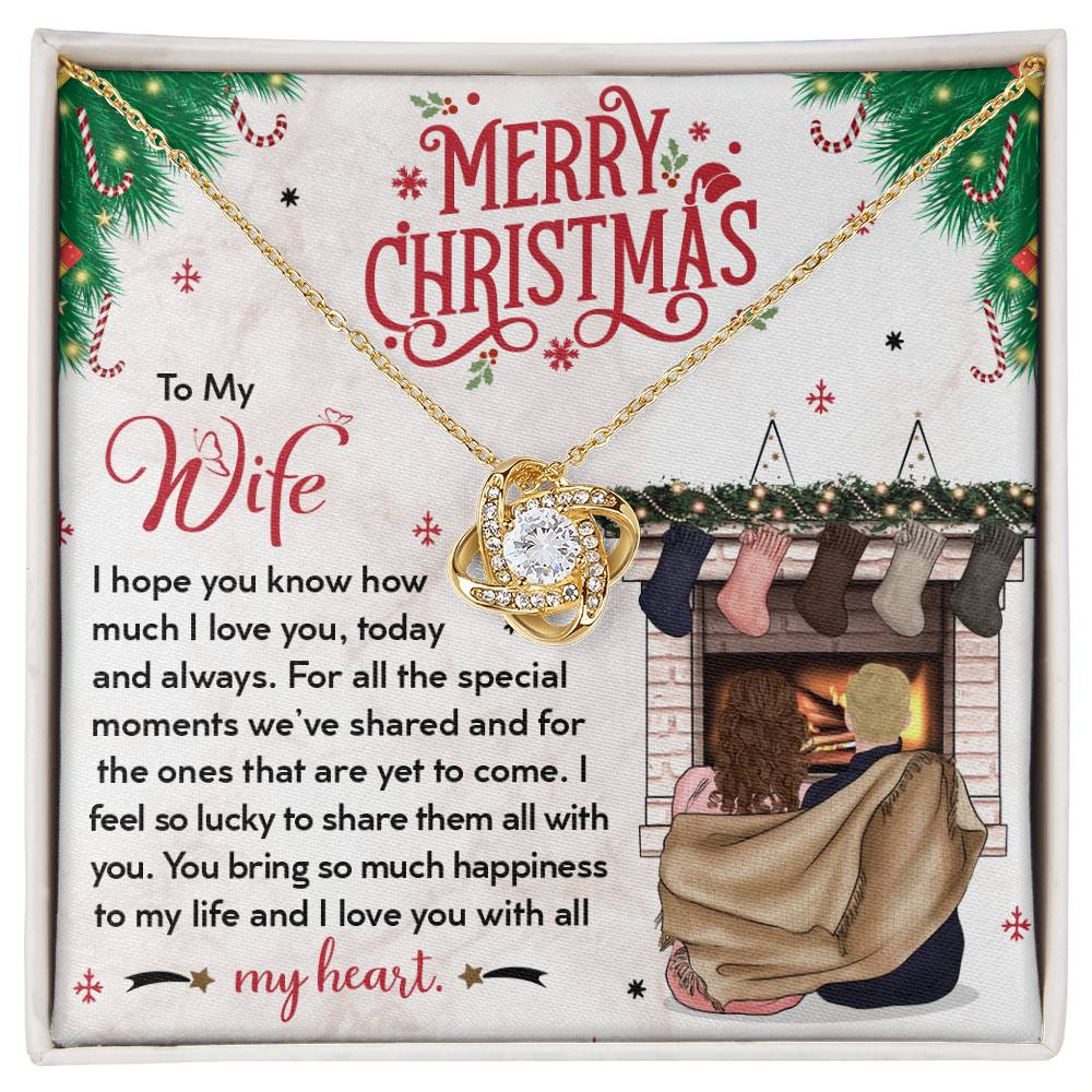 To My Wife, You Bring So Much Happiness To My Life, Merry Christmas - Love Knot Necklace