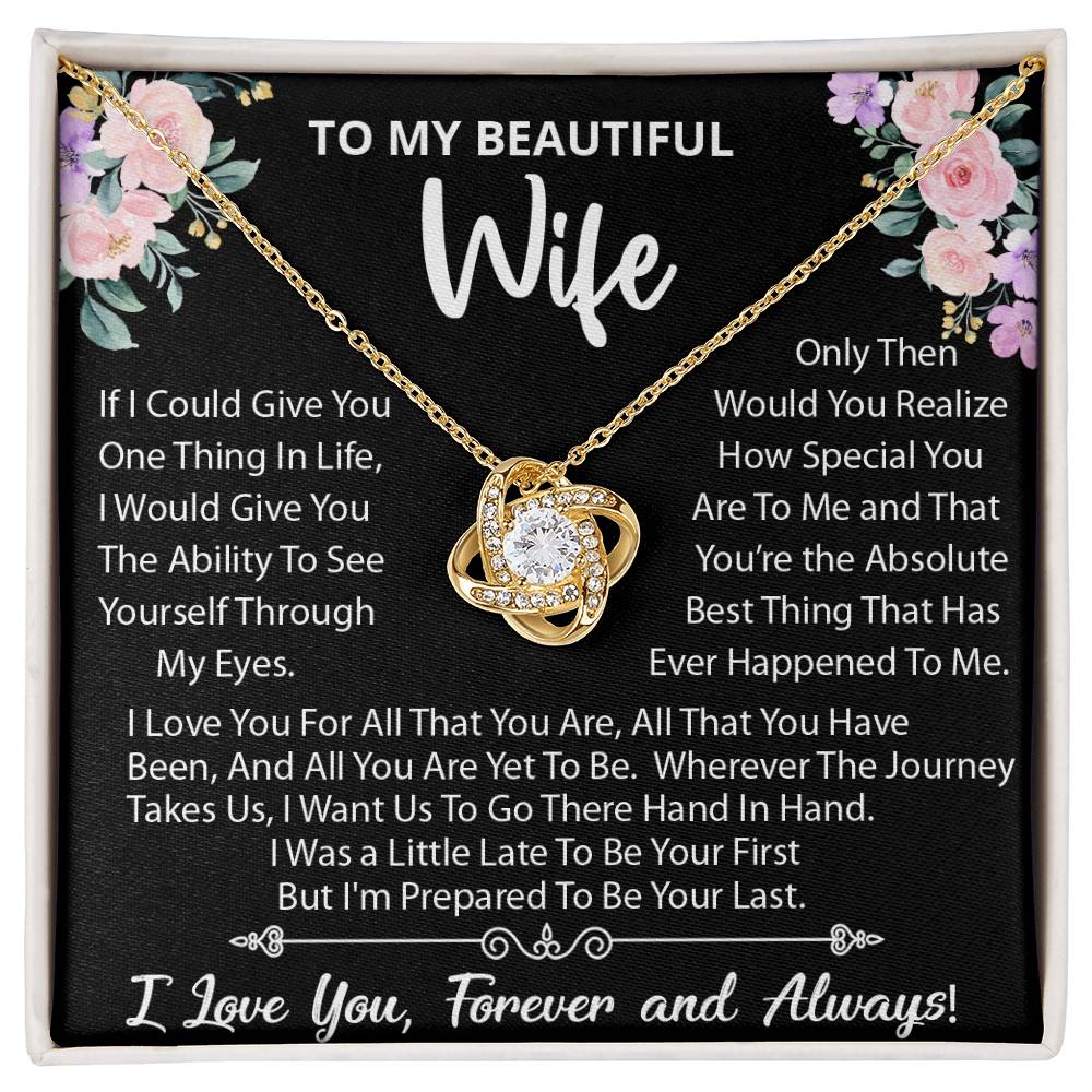 To My Beautiful Wife, Wherever The Journey Takes Us, Love Knot Necklace Message Card