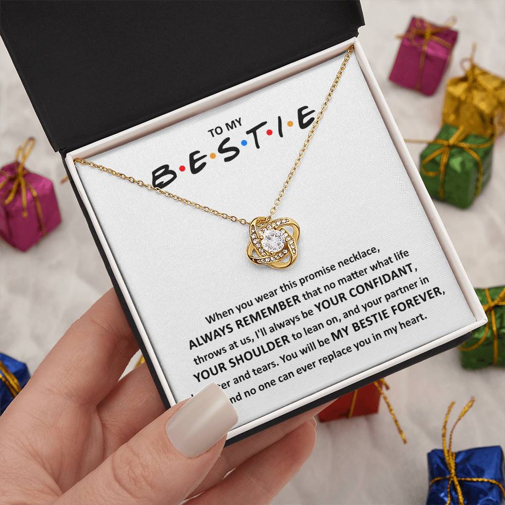 To My Bestie Gift, No One Can Replace You, Bestie Christmas Gift, Love Knot Necklace Message Card