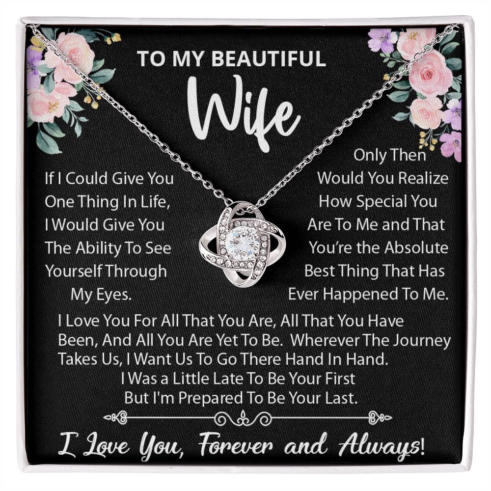 To My Beautiful Wife, Wherever The Journey Takes Us, Love Knot Necklace Message Card