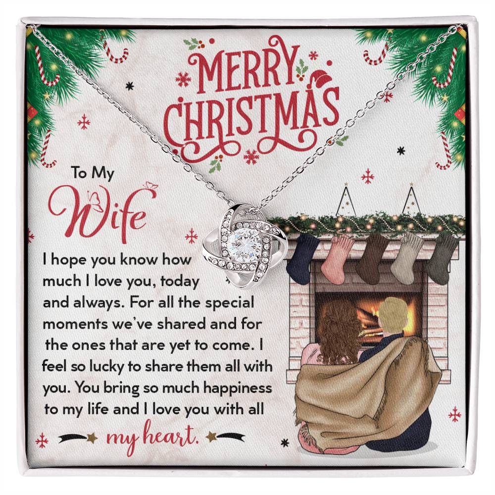 To My Wife, You Bring So Much Happiness To My Life, Merry Christmas - Love Knot Necklace
