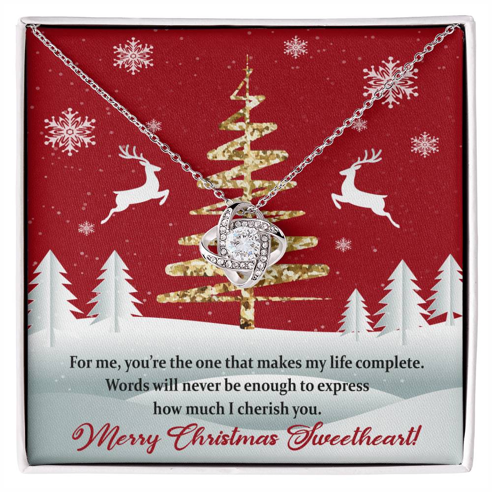 Christmas Message Card Jewelry, You Make My Life Complete, Love Knot Necklace Message Card
