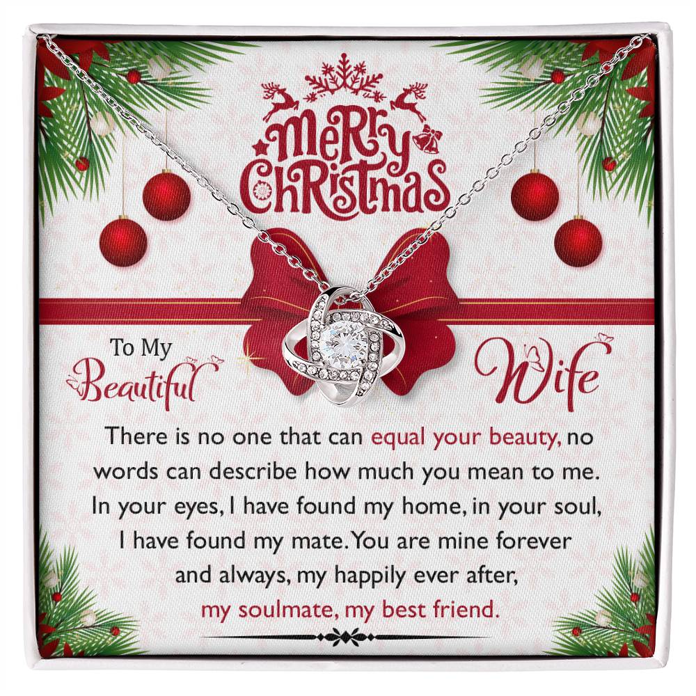 To My Beautiful Wife, No Words Can Describe How Much You Mean To Me, Love Knot Necklace Message Card