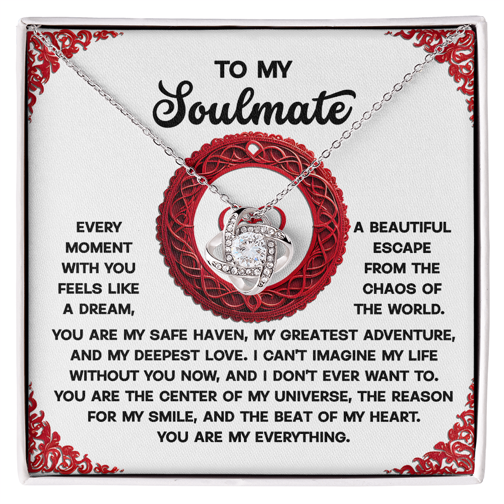 To My Soulmate, I Cant Imagine My Life Without You, Love Knot Necklace, Valentines Gift For Her