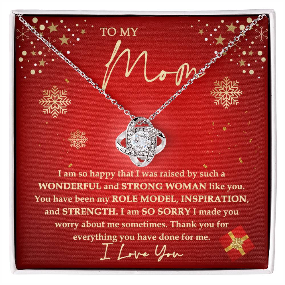 To My Mom, Christmas Gift For Mom, Strong Woman, Love Knot Necklace Message Card