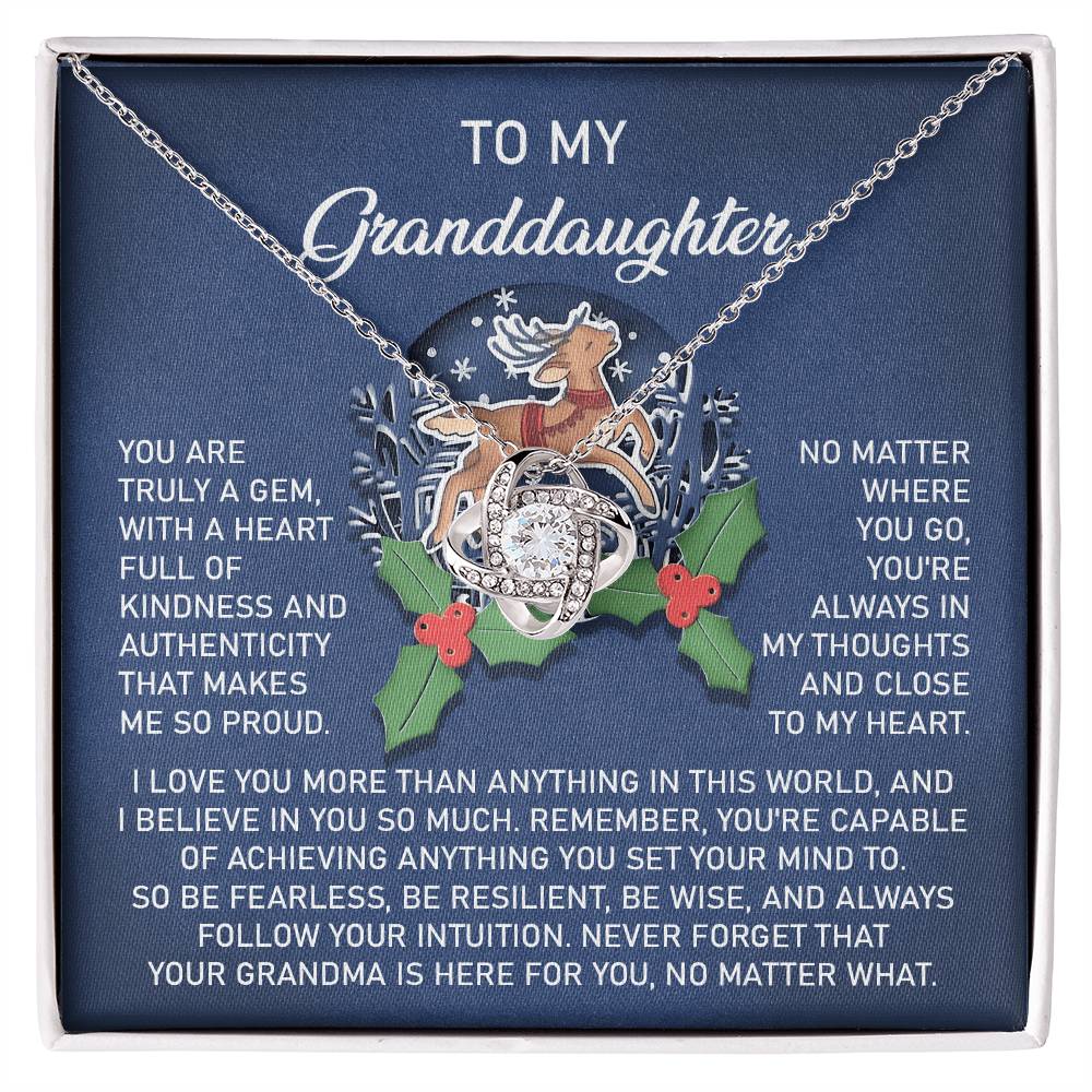 To My Granddaughter, Never Forget That Your Grandma Is Here For You, Love Knot Necklace, Gift For Granddaughter
