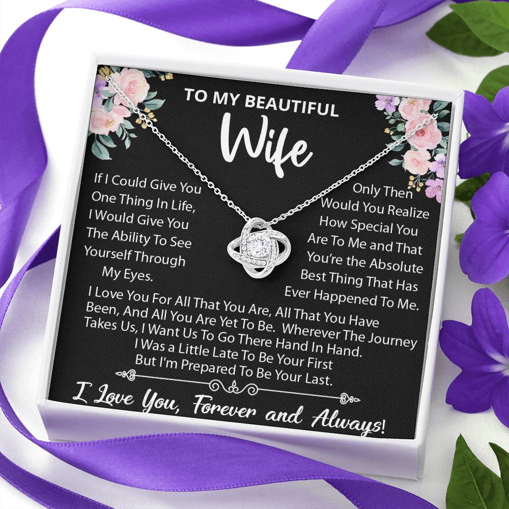 To My Beautiful Wife, Wherever The Journey Takes Us, Love Knot Necklace Message Card