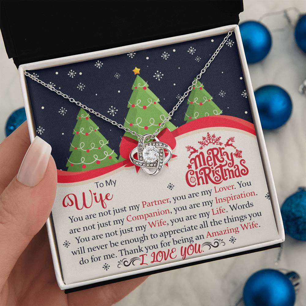 To My Wife, You Are Not Just My Partner, You Are My Lover, Merry Christmas - Love Knot Necklace