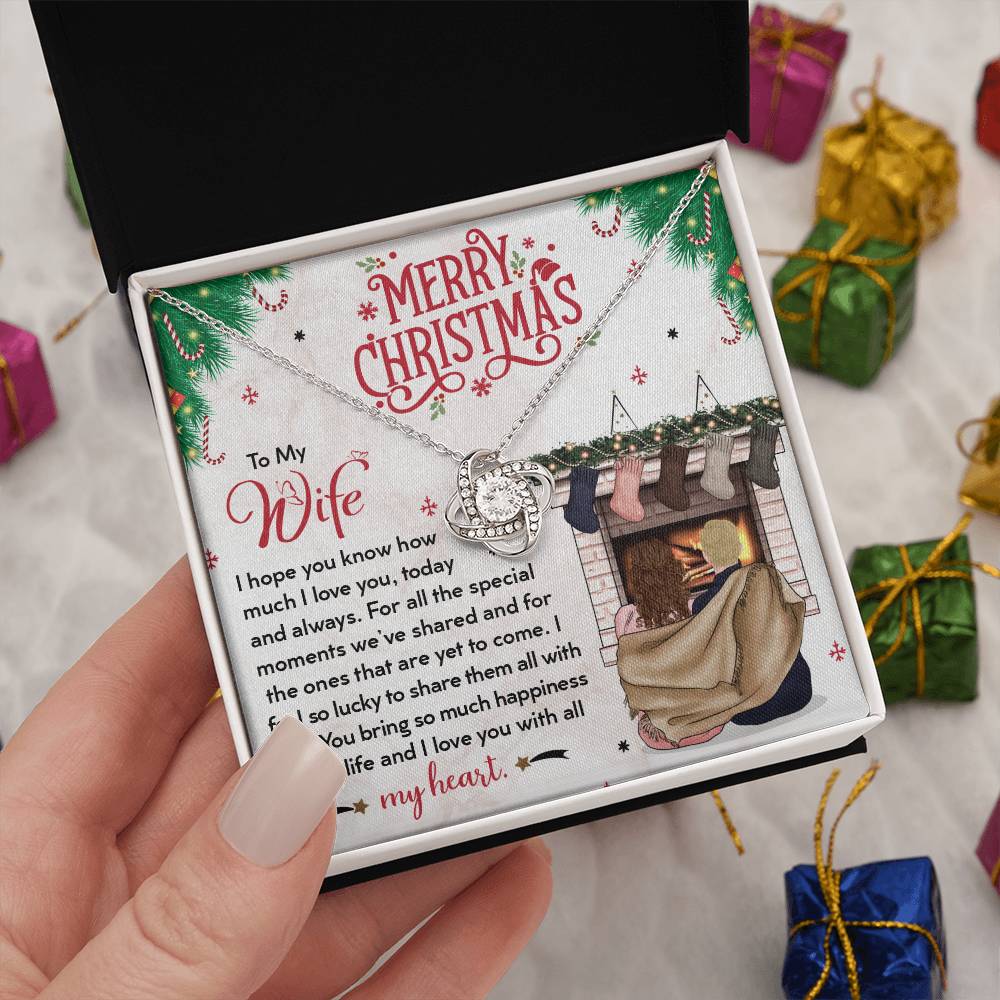 To My Wife, You Bring So Much Happiness To My Life, Merry Christmas - Love Knot Necklace