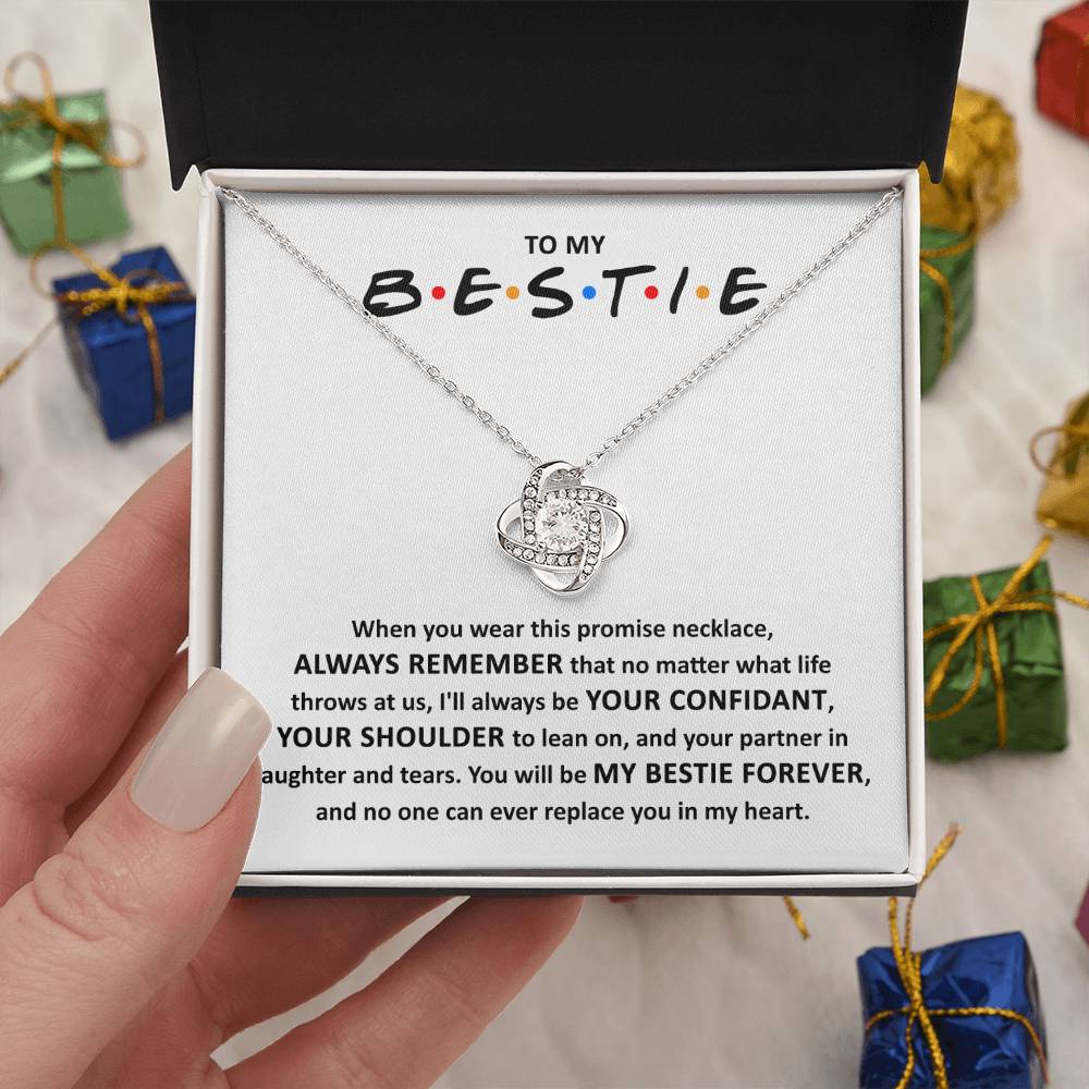 To My Bestie Gift, No One Can Replace You, Bestie Christmas Gift, Love Knot Necklace Message Card