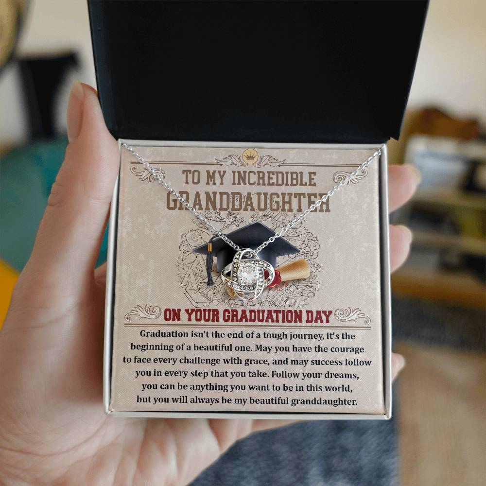 To My Granddaughter, On Your Graduation Day, Love Knot Necklace
