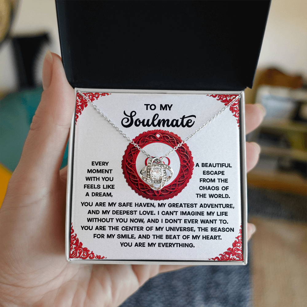 To My Soulmate, I Cant Imagine My Life Without You, Love Knot Necklace, Valentines Gift For Her